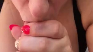 Morning sucking by horny girl on hotel balcony with huge cumshot Part 3