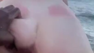 NAUGHTY BRITISH BLONDE TAKES BBC REVERSE COWGIRL ON JAMACIAN BEACH