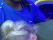 BLONDE GIVES RISKY BLOWJOB ON BUS 12/16