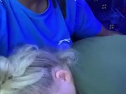 BLONDE GIVES RISKY BLOWJOB ON BUS 8/16