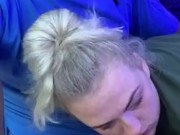 BLONDE GIVES RISKY BLOWJOB ON BUS PART 2