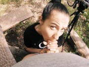 Black Lynn Sucks me and Swallows my Cum - Outdoor Blowjob Filming Backstage - POV 1/16