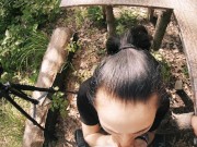 Black Lynn Sucks me and Swallows my Cum - Outdoor Blowjob Filming Backstage - POV 10/16