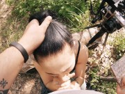 Black Lynn Sucks me and Swallows my Cum - Outdoor Blowjob Filming Backstage - POV 16/16