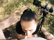 Black Lynn Sucks me and Swallows my Cum - Outdoor Blowjob Filming Backstage - POV 5/16