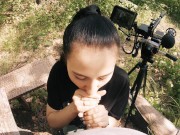 Black Lynn Sucks me and Swallows my Cum - Outdoor Blowjob Filming Backstage - POV 6/16