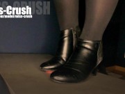 I crush his dick with my black boots and he cums 1/16