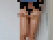 Stewardess doing the Safety Demo in partial uniform. Full uncensored on OF, link in bio