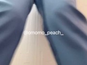 【職場のトイレが使用中でおもらし】#omorashi #peeaccident #desperation wetting #pee desperation 14/16