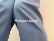 【職場のトイレが使用中でおもらし】#omorashi #peeaccident #desperation wetting #pee desperation 3/16