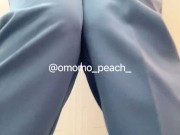 【職場のトイレが使用中でおもらし】#omorashi #peeaccident #desperation wetting #pee desperation 6/16
