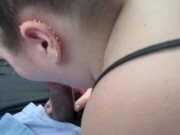 Hitchhiker swallows cum for a ride home after class 11/16