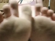 Dirty barefeet feet, and wiggle toes