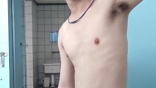 public toilet nude handjob