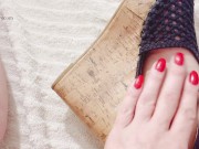 Feet in tall heels, showing my pussy, and a dildo footjob! 6/16