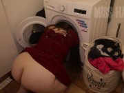 My stepsister is doing laundry, I fucked her and cummed on her clothes 16/16