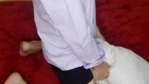 Doctor teaches you to masturbate with your pillow until you cum on his chest