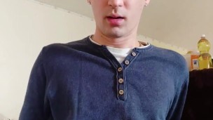 Twink boy uncut dick cumshot video