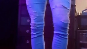 Extremely horny sissy loves to wear tight jeans for daddy