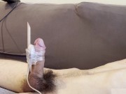 Trembling with my dick tied to a stick for you to see my cum 12/16