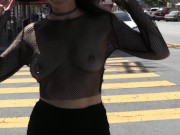 Teaser - Nothing like fishnets and short skirt for a the day in the city 14/16