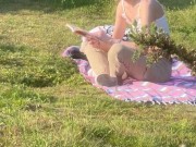 I watch a girl in nature who ends up sucking me and I cum on her small breasts before leaving 2/16