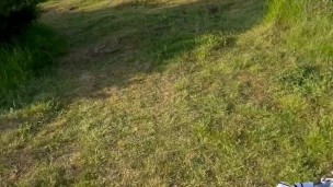 I watch a girl in nature who ends up sucking me and I cum on her small breasts before leaving