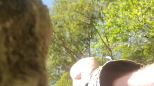 Barefoot walk through the woods. Solo male feet preview