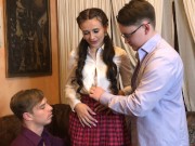 two boys called a skinny classmate to them and had a threesome