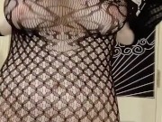 dancing in a sheer fishnet dress- twerking my pawg ass and bouncing my big tits 15/16