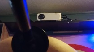 Chastity sissy on fuck machine!