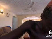 SKINNY African Queen BELLA comes BACK FOR ANAL!! CREAMPIE inside her ASS. 8/16