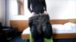 Under the cute Wolf is a locked Kinkster