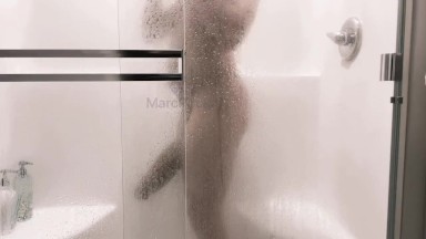 14 Inch and THICK Cock Shower and Jerk Off