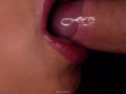 CLOSE UP: HORNY CONDOM BLOWJOB! She BROKE the CONDOM and Got ALL CUM in MOUTH! ASMR Sucking Dick 4K 10/16