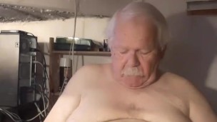 Old submissive drops hot wax on his dick