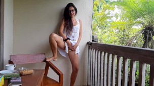 Pussy Tea Time at friends balcony# Pink PUSSY like biscuit masturbation