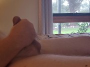 Fat hubby jerking off in front of an open window 4/16