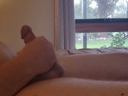 Fat hubby jerking off in front of an open window 9/16
