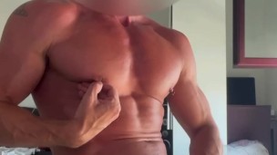 Horny guy wanking/masturbating at home