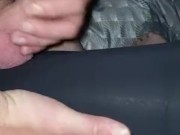 an erection wakes me up in the middle of the night I jerk off to cum on his leggings 13/16