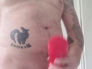 Tattooed guy blows a load for you