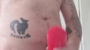 Tattooed guy blows a load for you