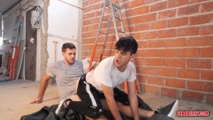 rookie worker ends up getting fucked by his coworker