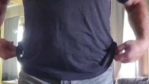 Muscular amputee gets undressed for you