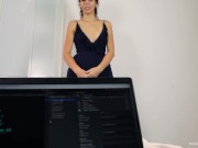 Hot brunette slurps on her boyfriends big dick 1/16