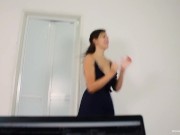 Hot brunette slurps on her boyfriends big dick 3/16