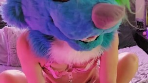 Transgender Furry In Pink Lingerie Roughly Fucks Alien Fursuiter!