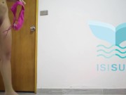 Blonde hottie trying on sexy jeans on her perfect body 4/16