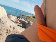 HANDJOB SLUT BEACH: dickflash for a slutty little bitch and she can't resist to make me cum. 4/16